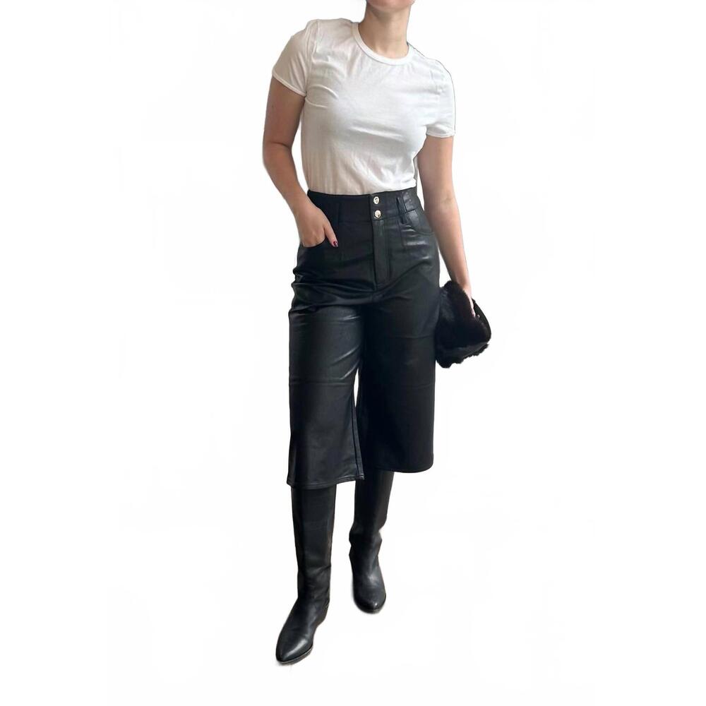 NEW BERENICE pulia faux leather culotte in black